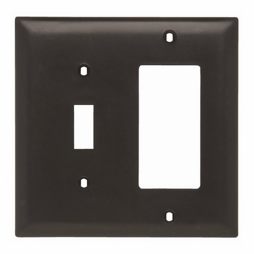 TP126BK Combination Openings, 1 Toggle Switch and 1 Decorator, Two Gang, Black