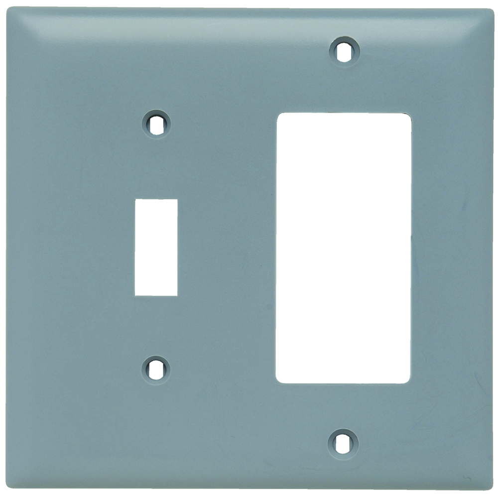 TP126GRY Combination Openings, 1 Toggle Switch and 1 Decorator, Two Gang, Gray