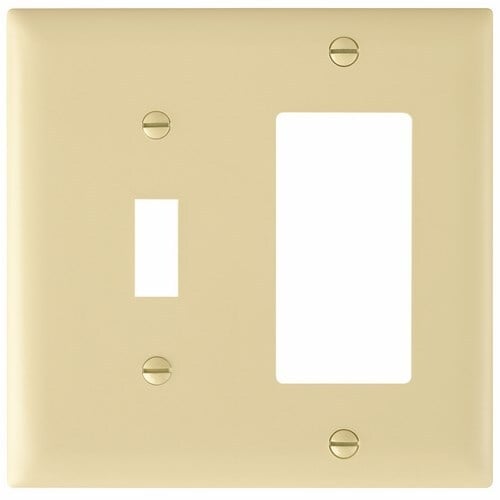 TP126I Combination Openings, 1 Toggle Switch and 1 Decorator, Two Gang, Ivory