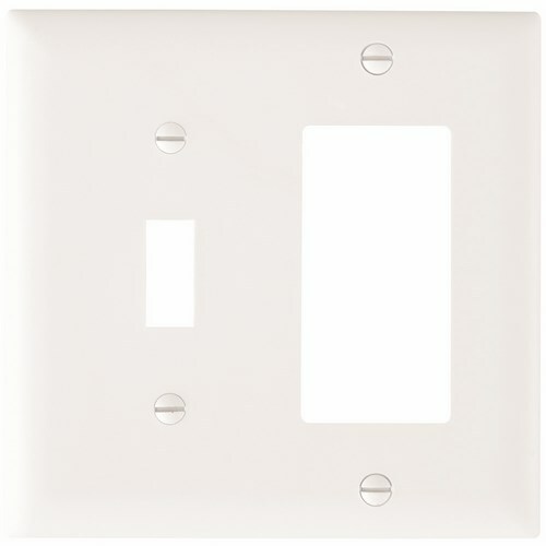 TP126W Combination Openings, 1 Toggle Switch and 1 Decorator, Two Gang, White