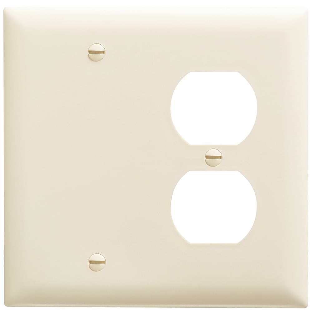 TP138LA TradeMaster 2-Gang Nylon Wall Plate, 1 Duplex Receptacle Opening, 1 Blank, Light Almond
