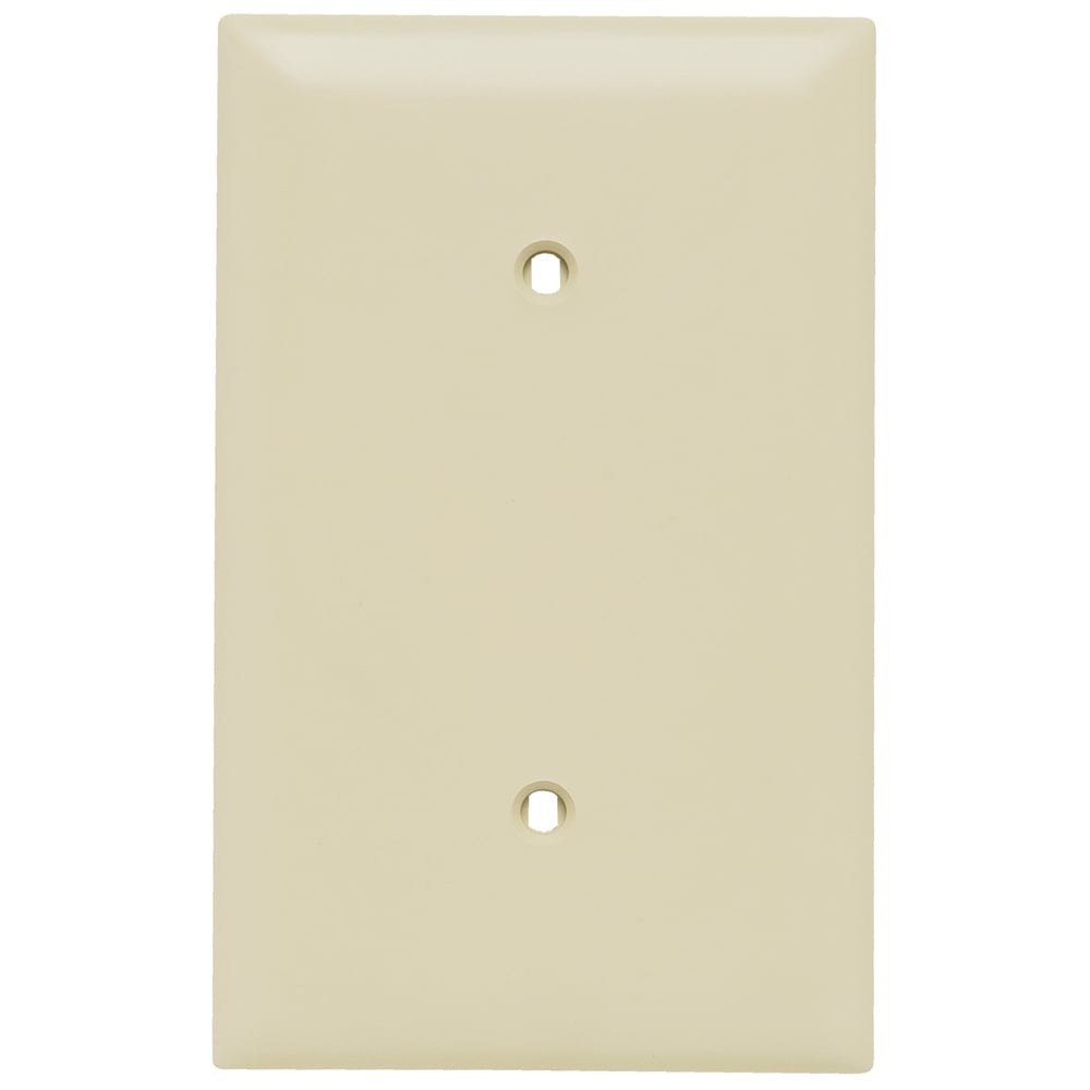 TP14I TradeMaster 1-Gang Nylon Wall Plate, Blank, Strap Mounted, Ivory
