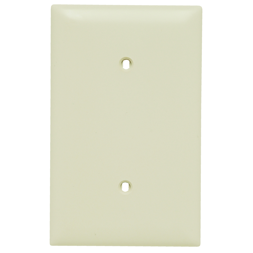 TP14LA TradeMaster 1-Gang Nylon Wall Plate, Blank, Strap Mounted, Light Almond