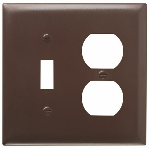 TP18 TradeMaster 2-Gang Nylon Wall Plate, 1 Toggle Switch Opening, 1 Duplex Receptacle Opening, Brown