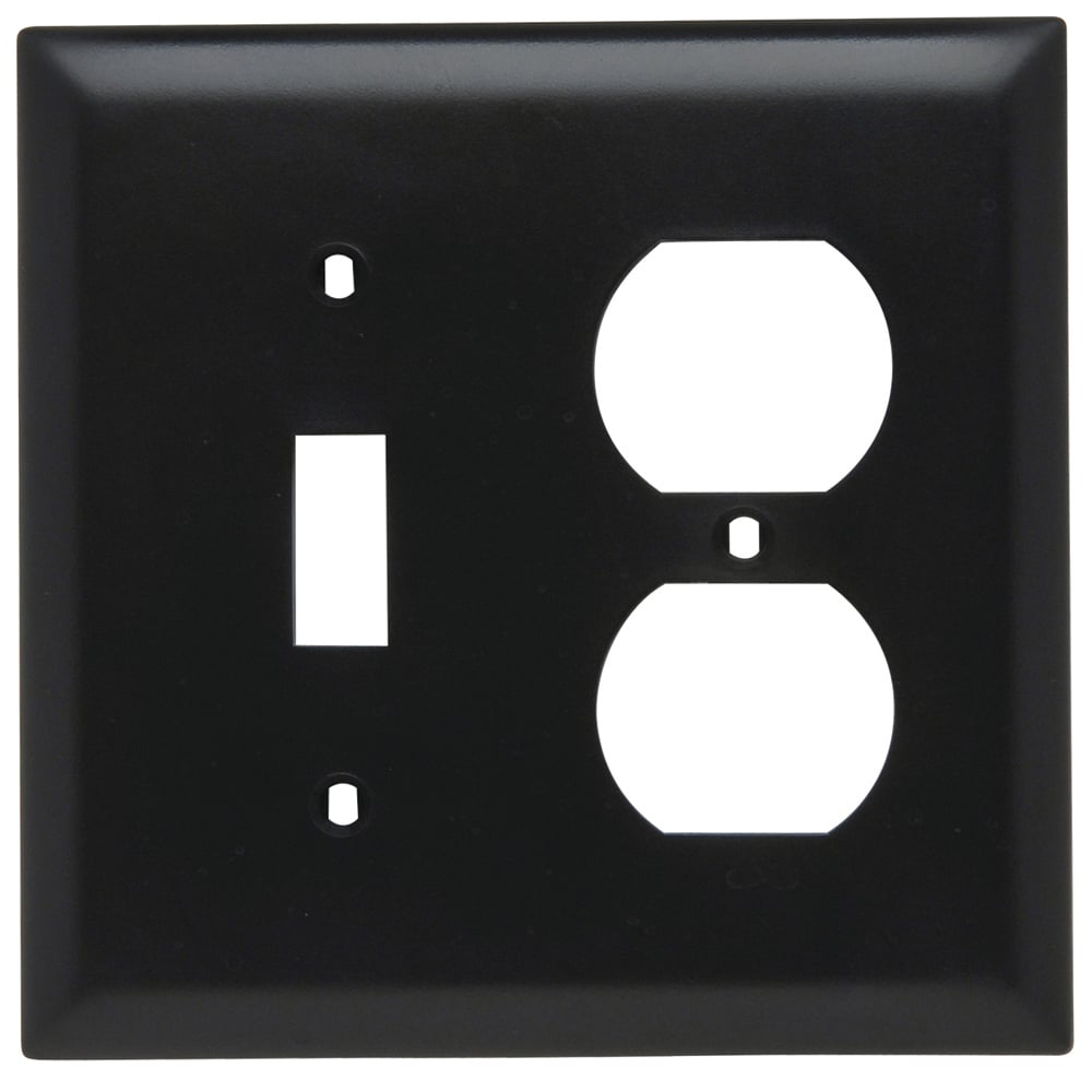 TP18BK TradeMaster 2-Gang Nylon Wall Plate, 1 Toggle Switch Opening, 1 Duplex Receptacle Opening, Black