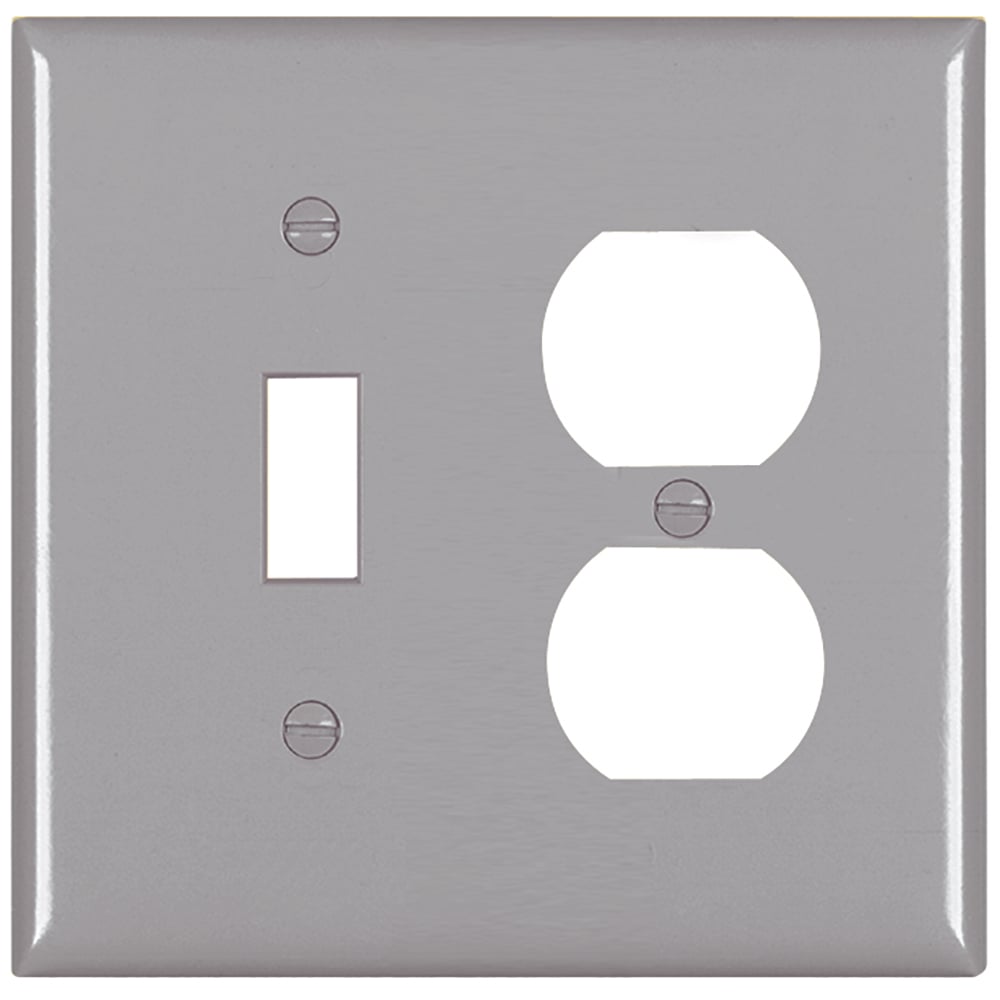 TP18GRY TradeMaster 2-Gang Nylon Wall Plate, 1 Toggle Switch Opening, 1 Duplex Receptacle Opening, Gray