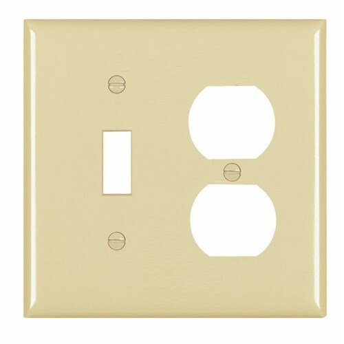 TP18I TradeMaster 2-Gang Nylon Wall Plate, 1 Toggle Switch Opening, 1 Duplex Receptacle Opening, Ivory