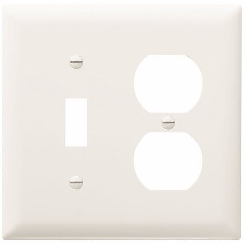 TP18W TradeMaster 2-Gang Nylon Wall Plate, 1 Toggle Switch Opening, 1 Duplex Receptacle Opening, White