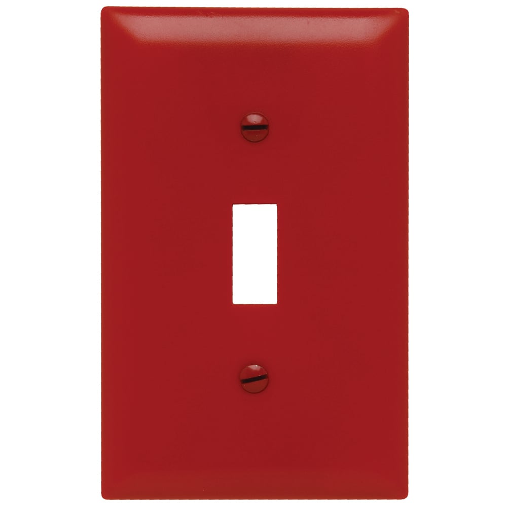 TP1RED TradeMaster 1-Gang Nylon Wall Plate, 1 Toggle Switch Opening, Red