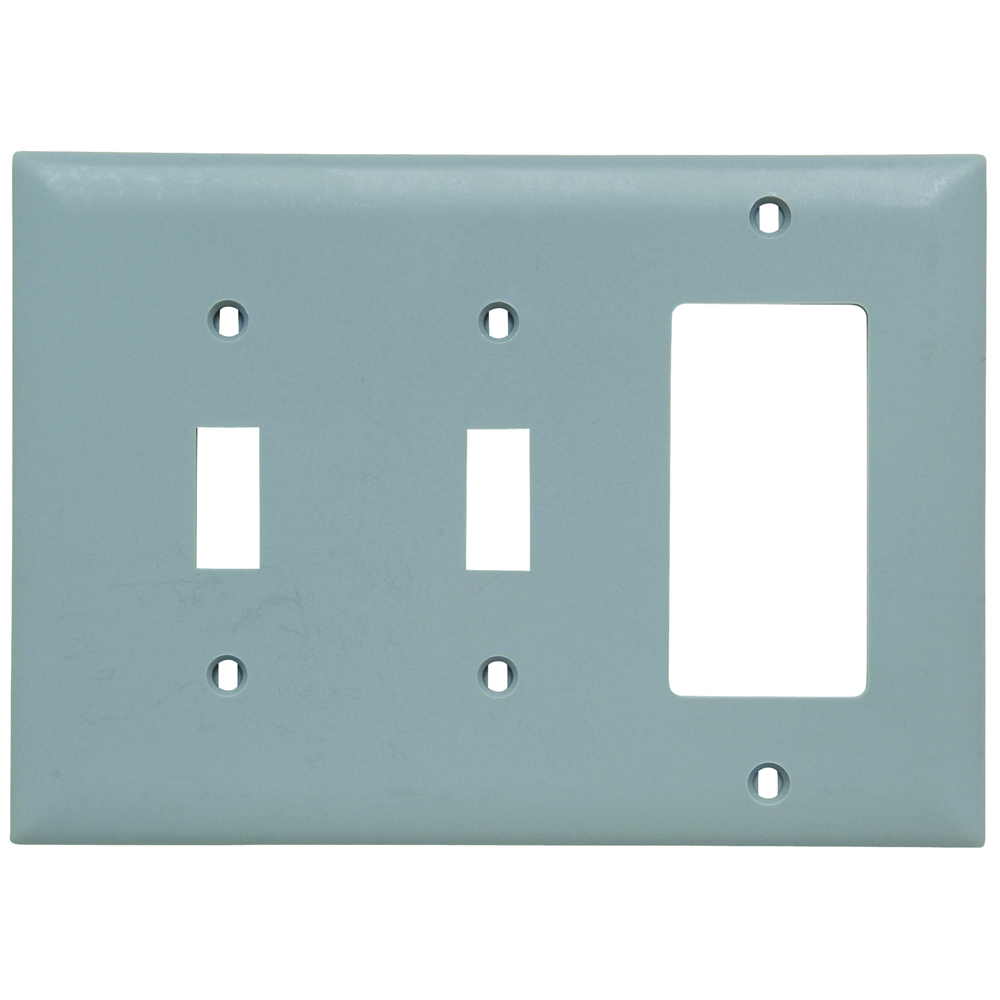 TP226GRY Combination Openings, 2 Toggle Switch and 1 Decorator, Three Gang, Gray