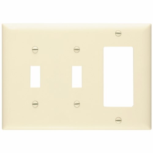TP226LA Combination Openings, 2 Toggle Switch and 1 Decorator, Three Gang, Light Almond