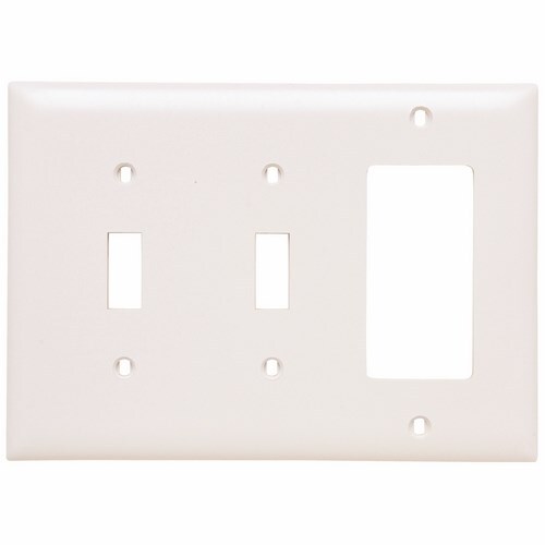 TP226W Combination Openings, 2 Toggle Switch and 1 Decorator, Three Gang, White
