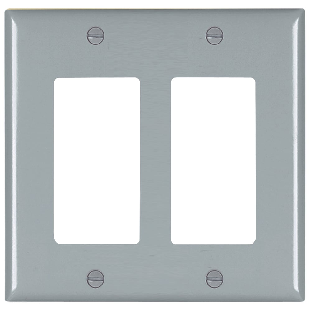 TP262GRY TradeMaster 2-Gang Nylon Wall Plate, 2 Decorator Openings, Gray