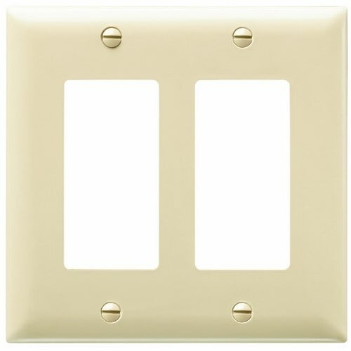 TP262I Wattstopper Trademaster Standard Unbreakable Decorator Wall Plate, 2 Gangs, 4-3/4 in W x 4-11/16 in H, Thermoplastic, Ivory