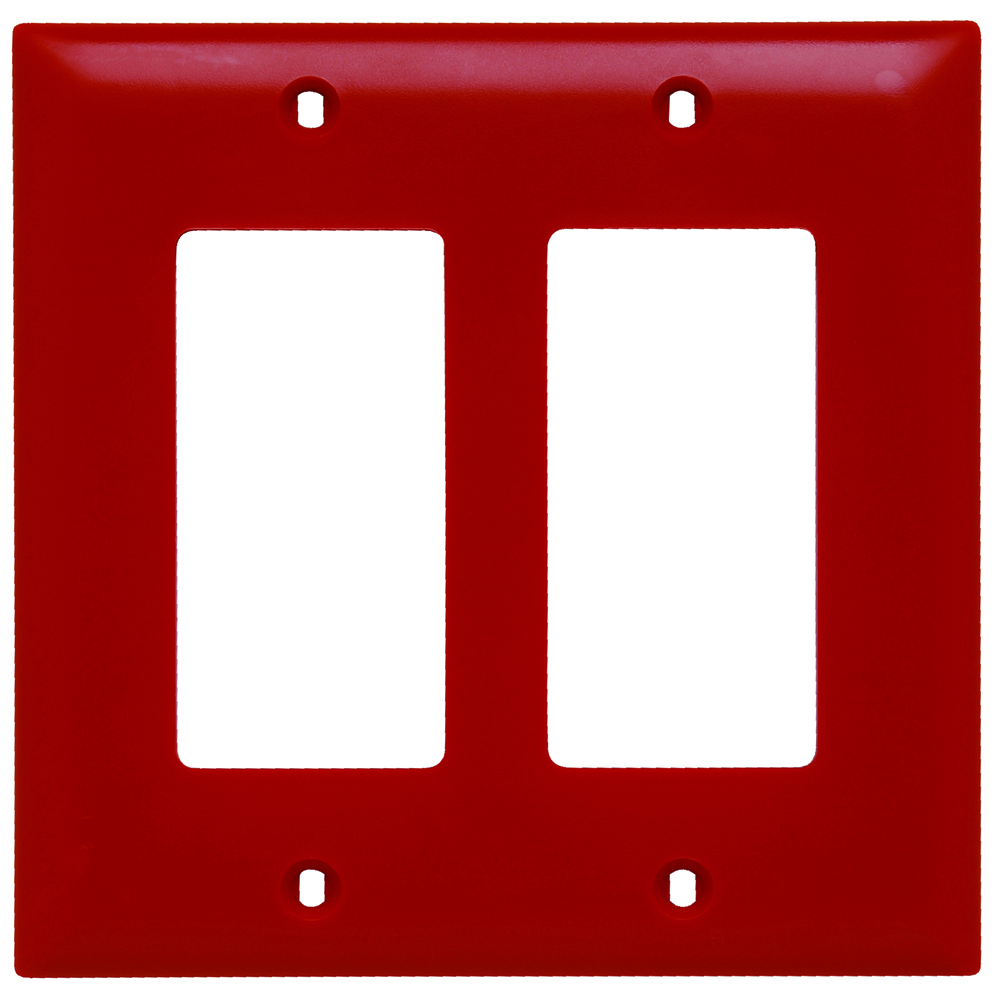 TP262RED TradeMaster 2-Gang Nylon Wall Plate, 2 Decorator Openings, Red