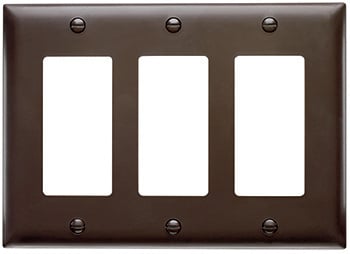 TP263 Wattstopper TradeMaster TP2 Standard Decorative Wall Plate, 3 Gangs, 6-9/16 in W x 4-11/16 in H, Thermoplastic, Brown