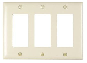 TP263I Wattstopper Trademaster Standard Unbreakable Decorator Wall Plate, 3 Gangs, 6-9/16 in W x 4-11/16 in H, Thermoplastic, Ivory