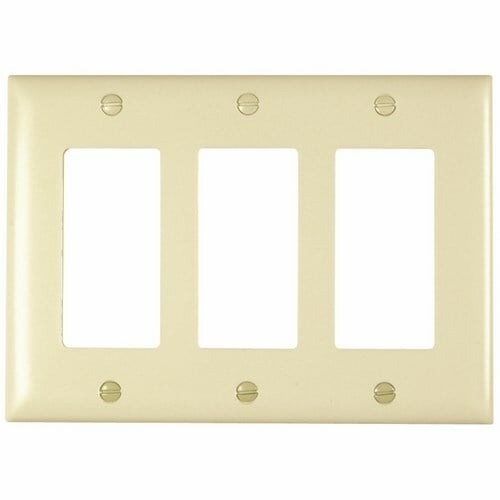 TP263LA Wattstopper TradeMaster TP2 Standard Decorative Wall Plate, 3 Gangs, 6-9/16 in W x 4-11/16 in H, Thermoplastic, Light Almond