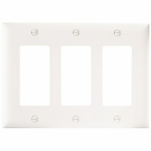 TP263W TradeMaster 3-Port Standard Wall Plate, 3 Gangs, 6.563 in W x 4.7 in H, Nylon/Thermoplastic, White