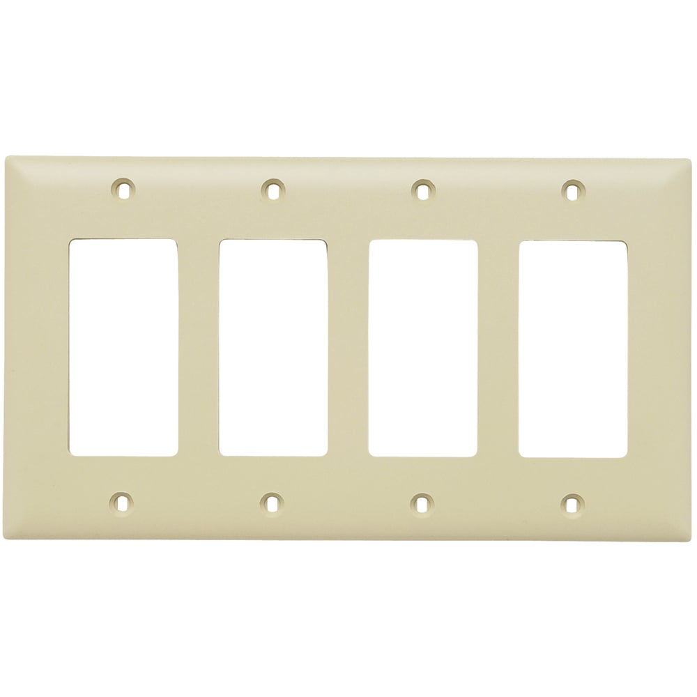 TP264I TradeMaster Standard Wall Plate, 4 Gangs, 8-3/8 in W x 5-1/2 in H, Nylon/Thermoplastic, Ivory