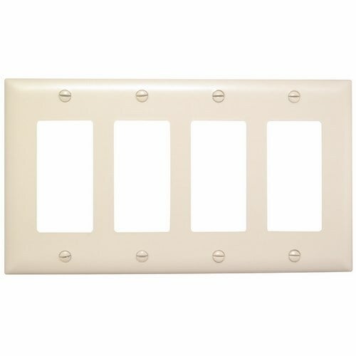 TP264LA TradeMaster Standard Wall Plate, 4 Gangs, 8-3/8 in W x 4.7 in H, Nylon/Thermoplastic, Light Almond