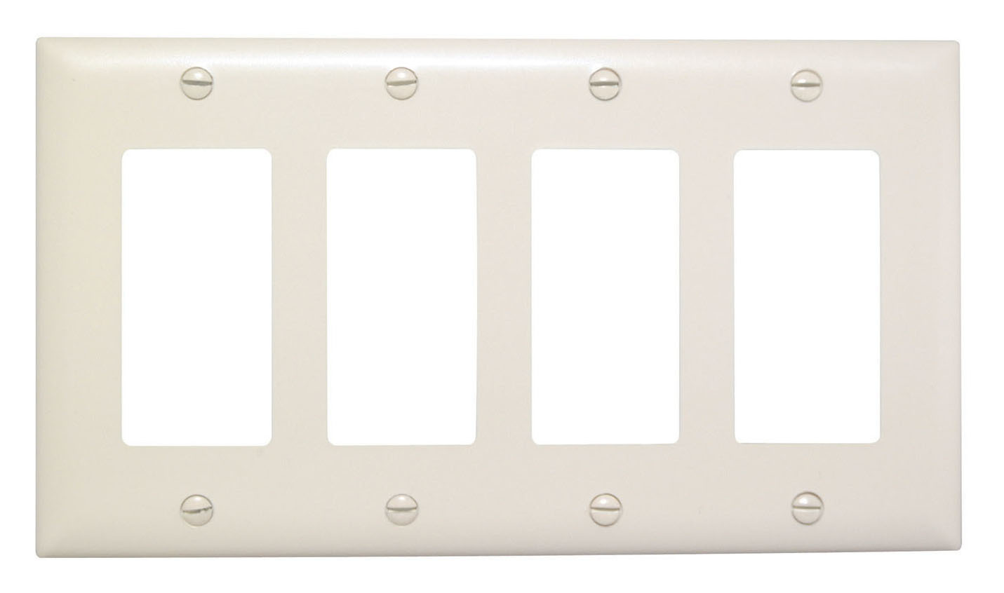 TP264RED TradeMaster 4-Gang Nylon Wall Plate, 4 Decorator Openings, Red