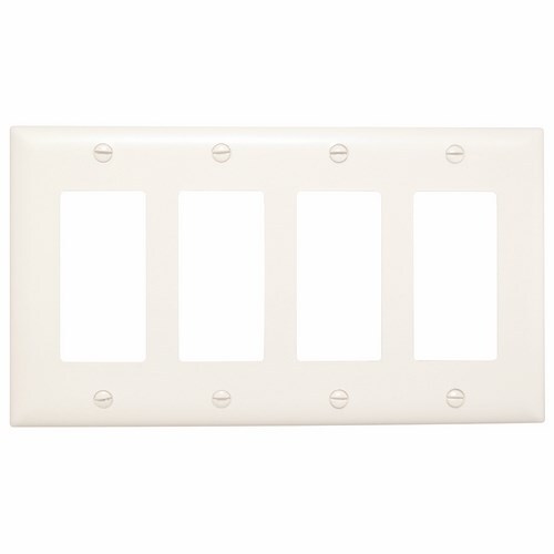 TP264W TradeMaster 4-Gang Nylon Wall Plate, 4 Decorator Openings, White
