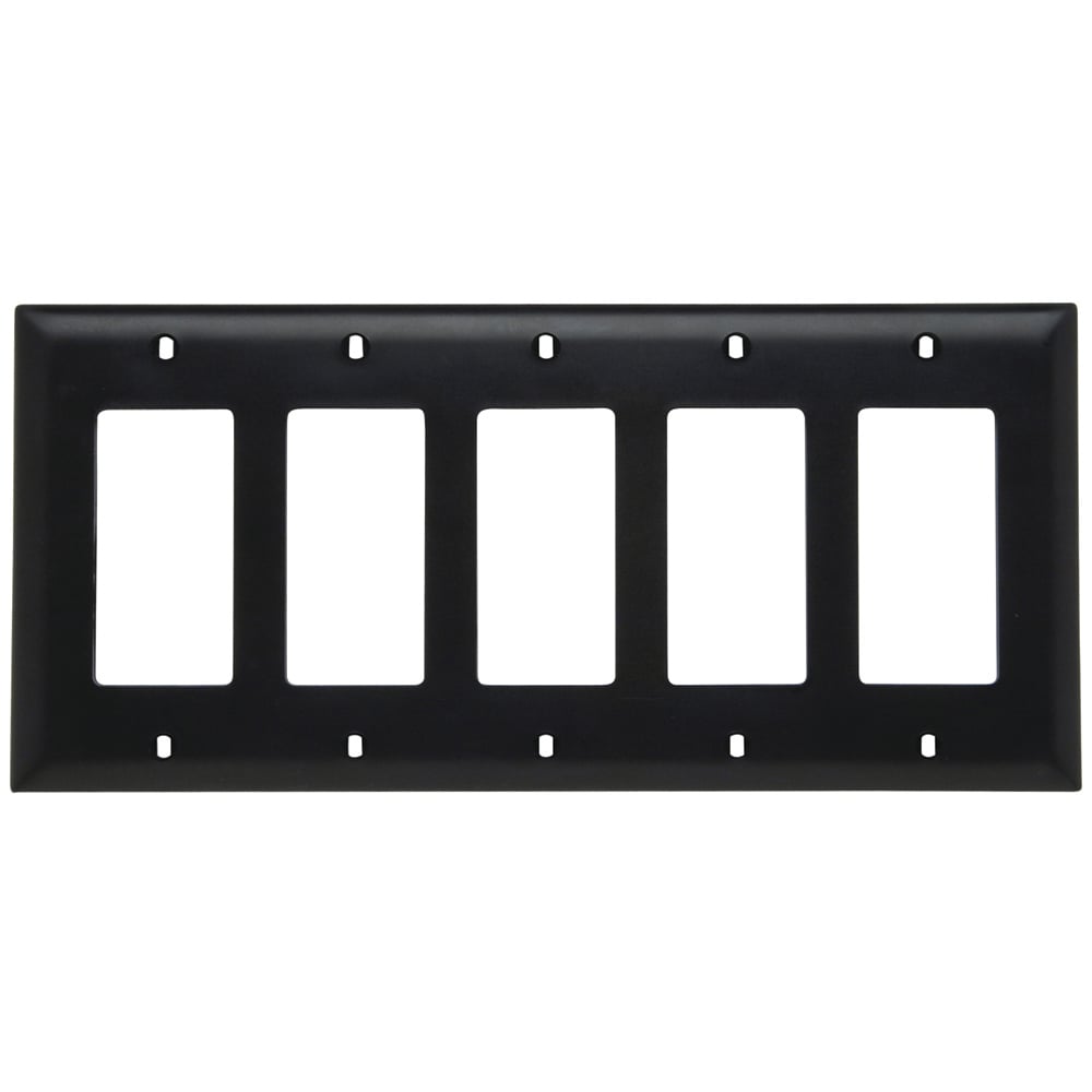 TP265BK TradeMaster 5-Gang Nylon Wall Plate, 5 Decorator Openings, Black