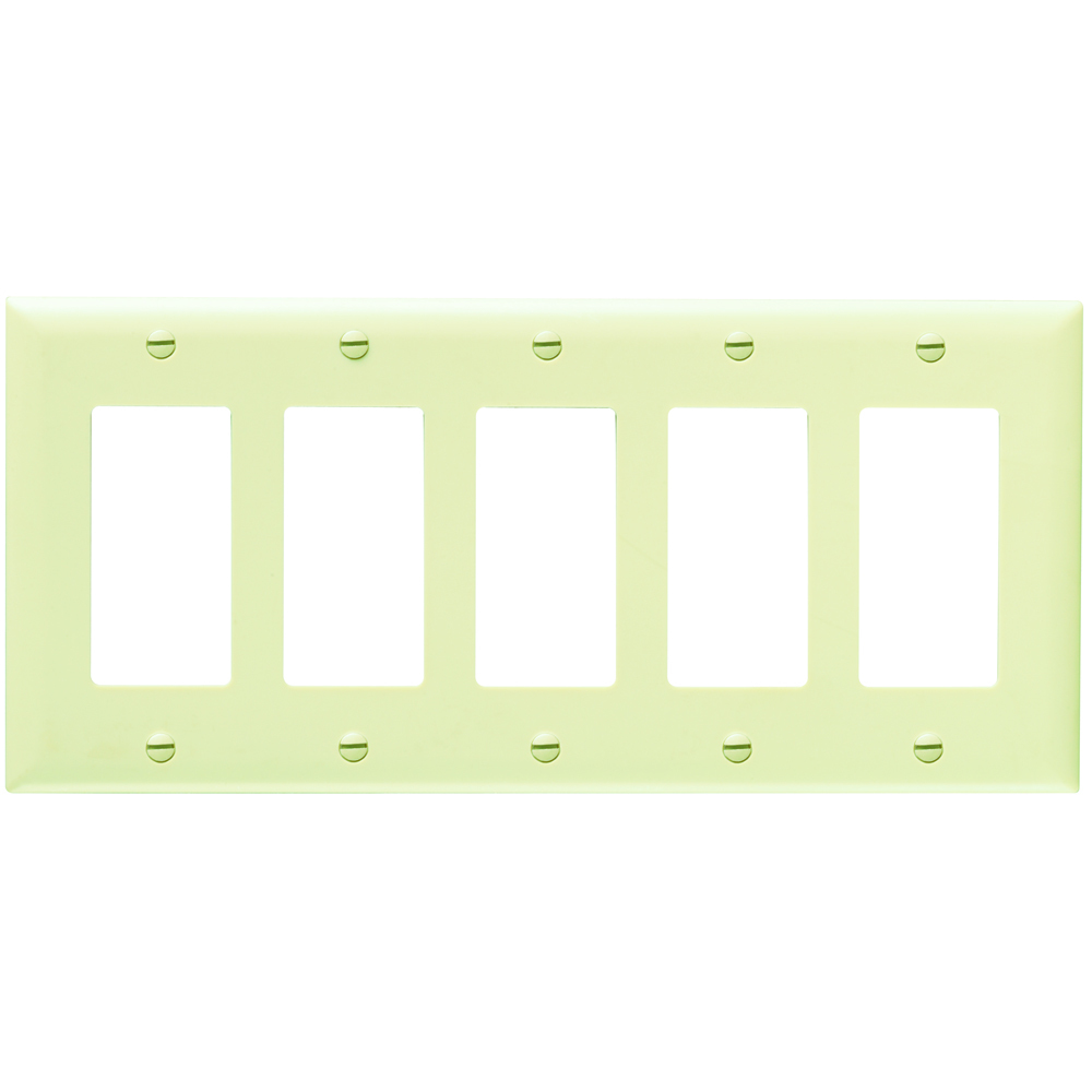 TP265I TradeMaster 5-Gang Nylon Wall Plate, 5 Decorator Openings, Ivory