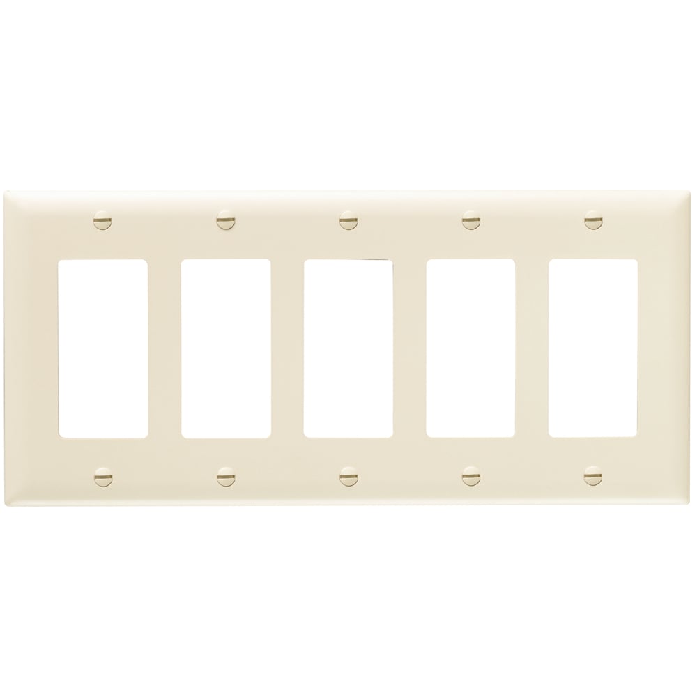 TP265LA TradeMaster 5-Gang Nylon Wall Plate, 5 Decorator Openings, Light Almond