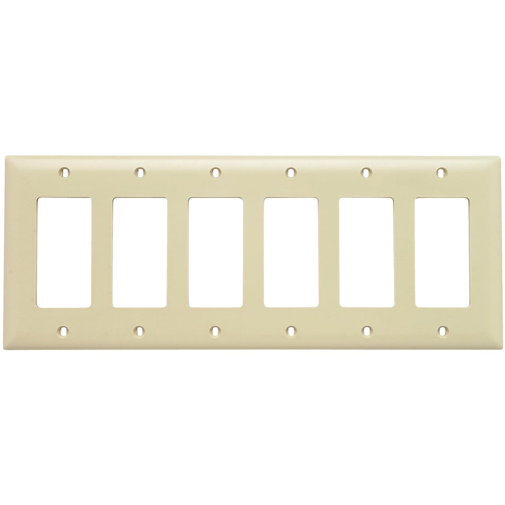 TP266I TradeMaster 6-Gang Nylon Wall Plate, 6 Decorator Openings, Ivory