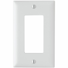 Trademaster, single gang, decorator wall plate molded of rugged, practically indestructible self-extinguishing nylon. It is preferred for hospital, industrial, institutional, and other high-abuse applications. Available in Ivory, White, Brown, Gray, Black, Blue, Orange, Red, and Light Almond.