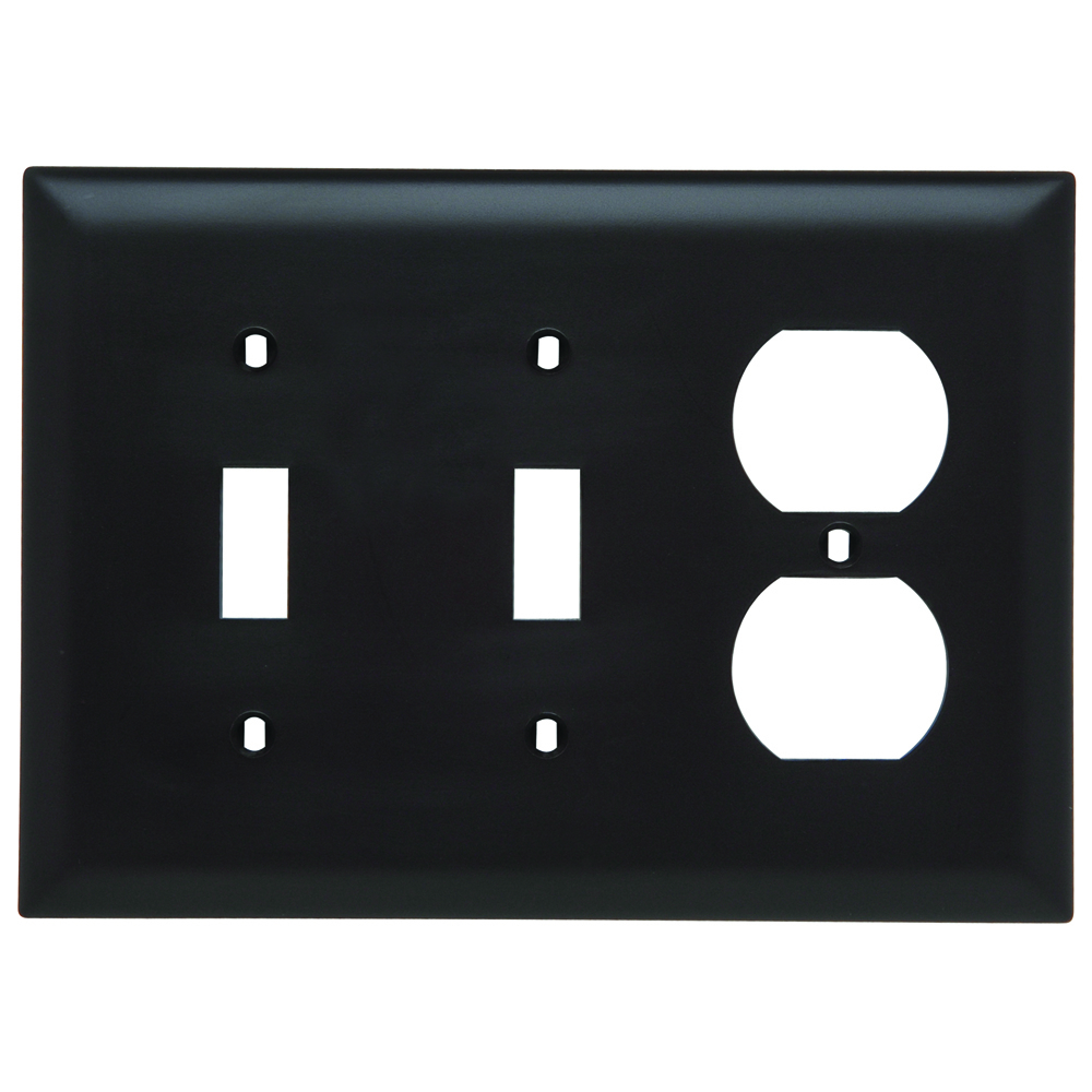 TP28 TradeMaster 3-Gang Nylon Wall Plate, 2 Toggle Switch Openings, 1 Duplex Receptacle Opening, Brown