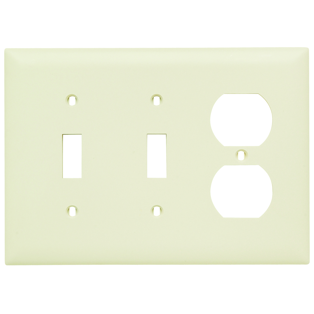 TP28LA TradeMaster 3-Gang Nylon Wall Plate, 2 Toggle Switch Openings, 1 Duplex Receptacle Opening, Light Almond