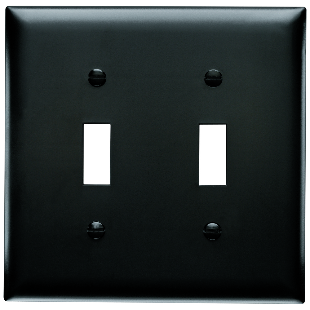 TP2BK TradeMaster 2-Gang Nylon Wall Plate, 2 Toggle Switch Openings, Black
