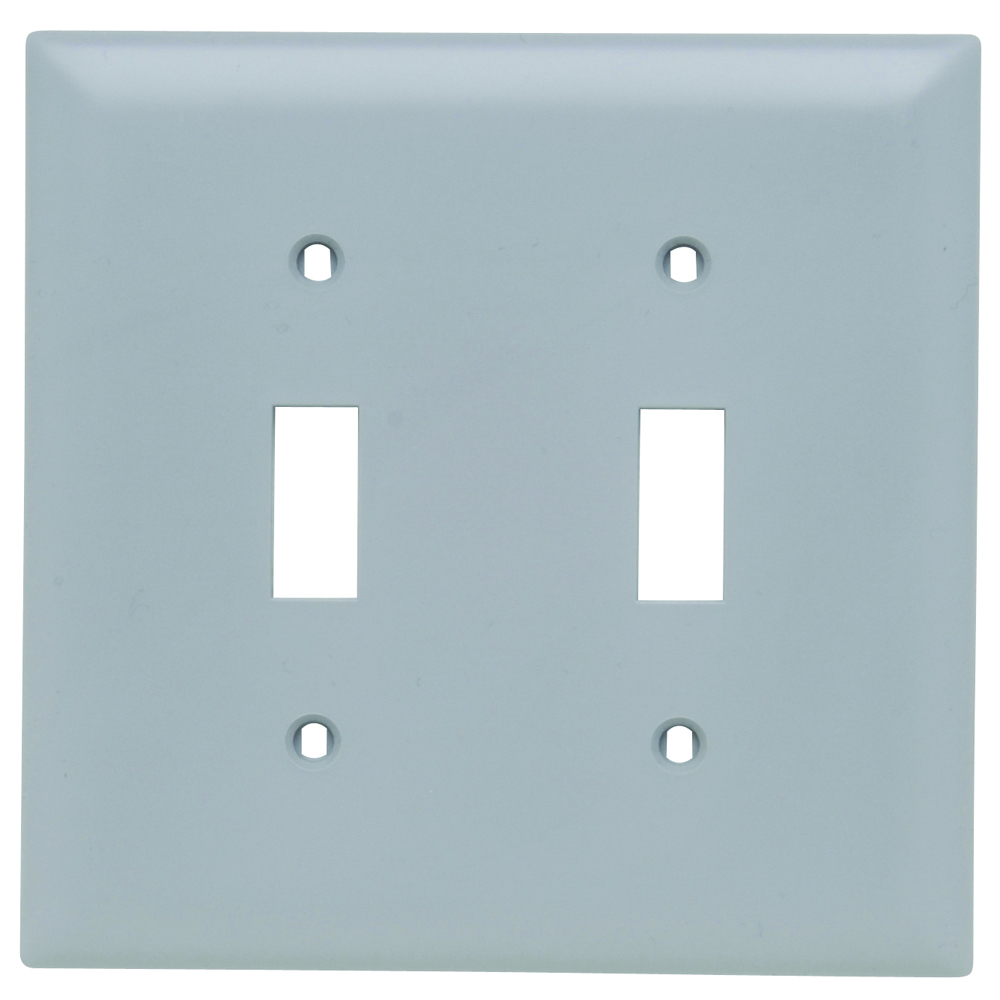 TP2GRY TradeMaster 2-Gang Nylon Wall Plate, 2 Toggle Switch Openings, Gray