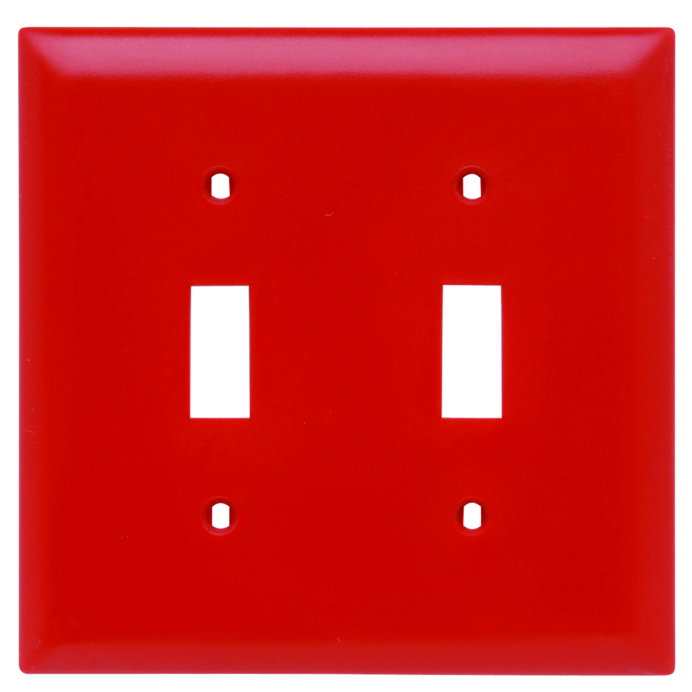 TP2RED TradeMaster 2-Gang Nylon Wall Plate, 2 Toggle Switch Openings, Red
