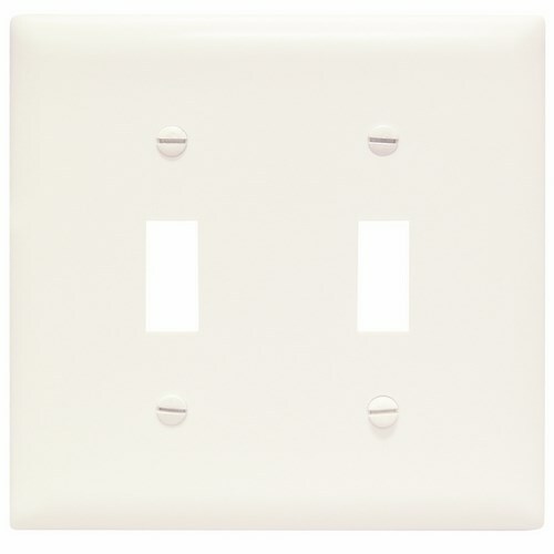 TP2W TradeMaster 2-Gang Nylon Wall Plate, 2 Toggle Switch Openings, White
