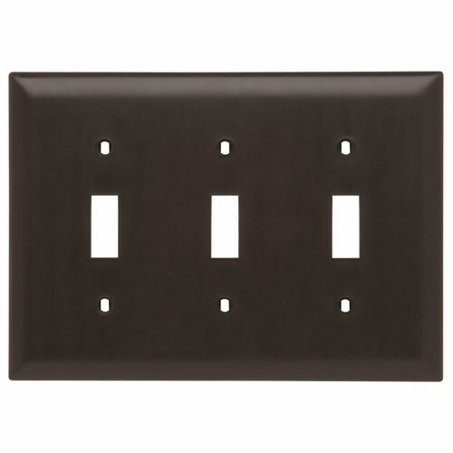 TP3 TradeMaster 3-Gang Nylon Wall Plate, 3 Toggle Switch Openings, Brown