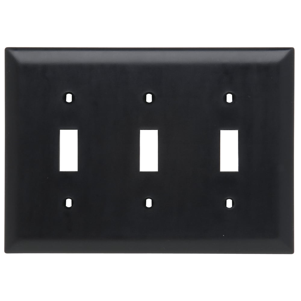 TP3BK TradeMaster 3-Gang Nylon Wall Plate, 3 Toggle Switch Openings, Black