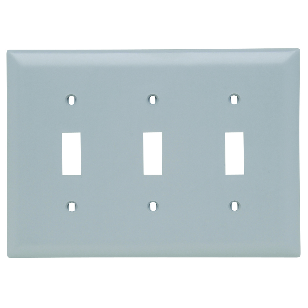 TP3GRY TradeMaster 3-Gang Nylon Wall Plate, 3 Toggle Switch Openings, Gray