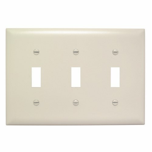 TP3LA TradeMaster 3-Gang Nylon Wall Plate, 3 Toggle Switch Openings, Light Almond