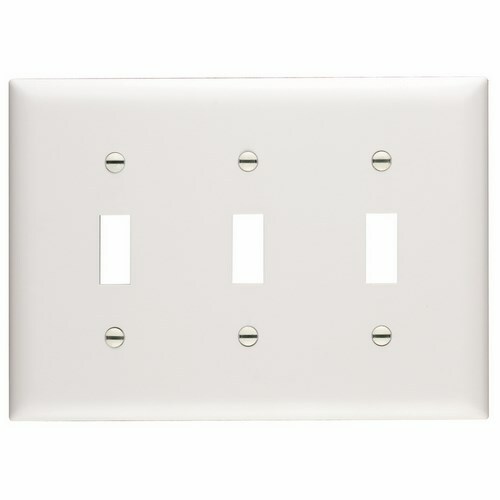 TP3W TradeMaster 3-Gang Nylon Wall Plate, 3 Toggle Switch Openings, White