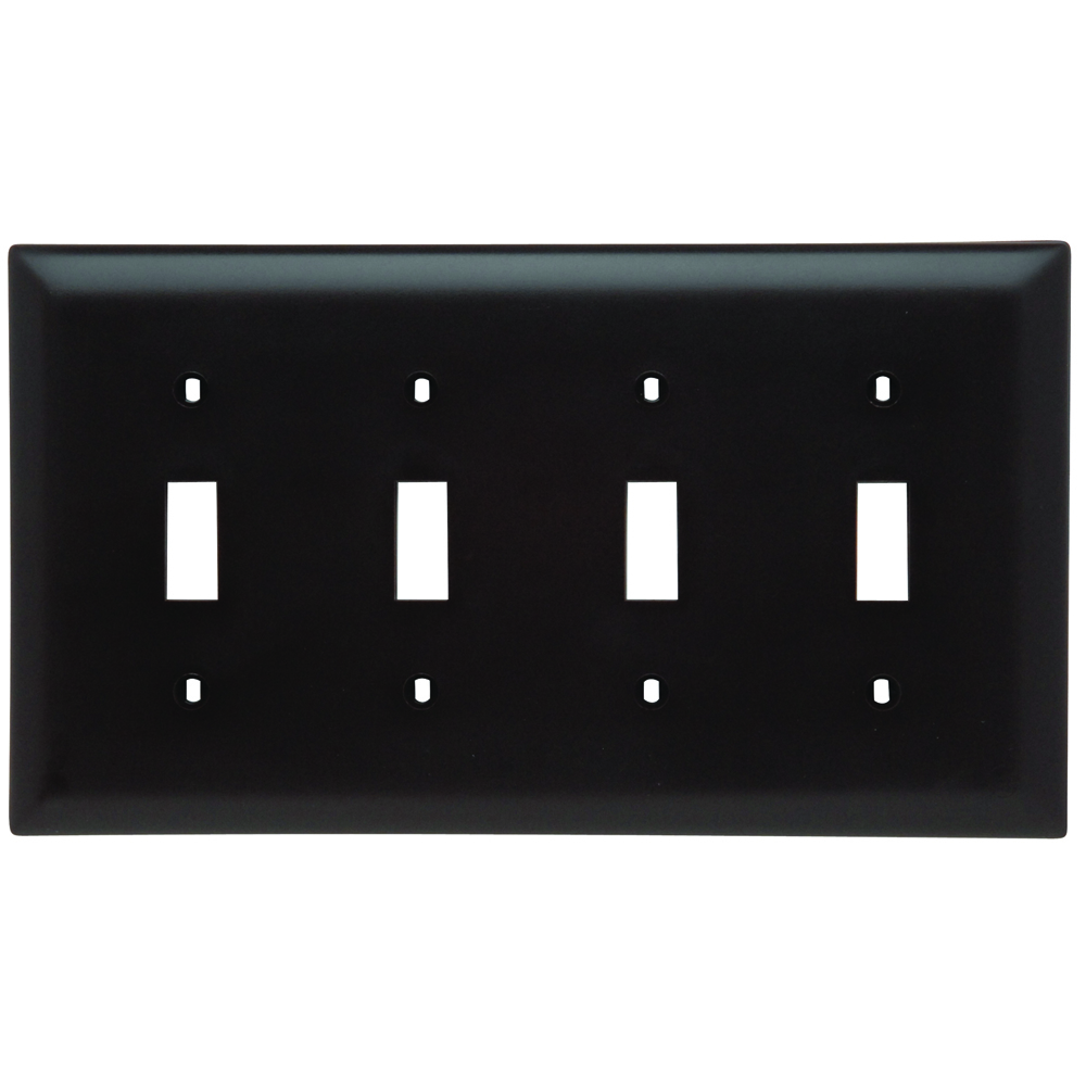 TP4 TradeMaster 4-Gang Nylon Wall Plate, 4 Toggle Switch Openings, Brown