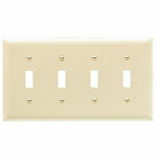 TP4I TradeMaster 4-Gang Nylon Wall Plate, 4 Toggle Switch Openings, Ivory
