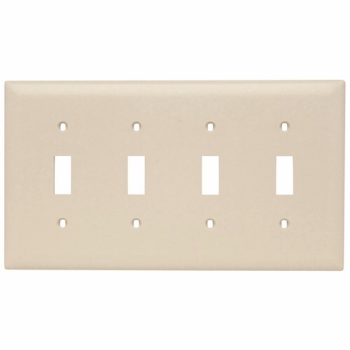 TP4LA TradeMaster 4-Gang Nylon Wall Plate, 4 Toggle Switch Openings, Light Almond
