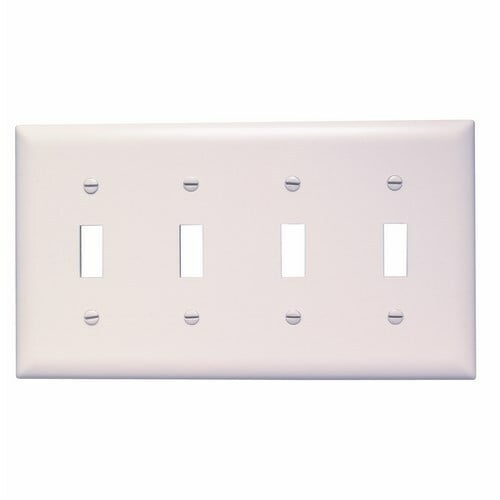 TP4W TradeMaster 4-Gang Nylon Wall Plate, 4 Toggle Switch Openings, White
