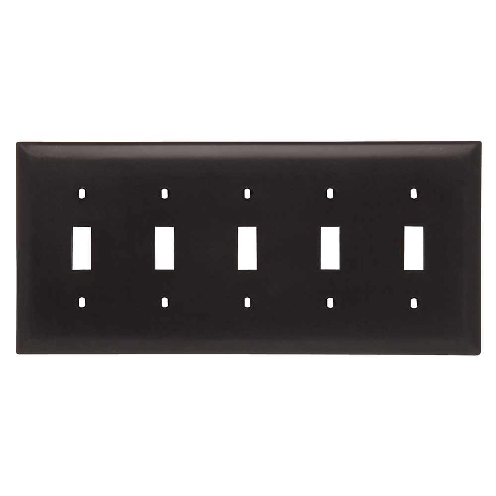 TP5 TradeMaster 5-Gang Nylon Wall Plate, 5 Toggle Switch Openings, Brown