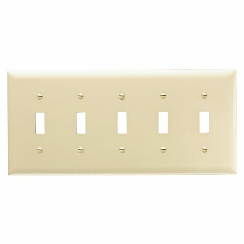 TP5I TradeMaster 5-Gang Nylon Wall Plate, 5 Toggle Switch Openings, Ivory
