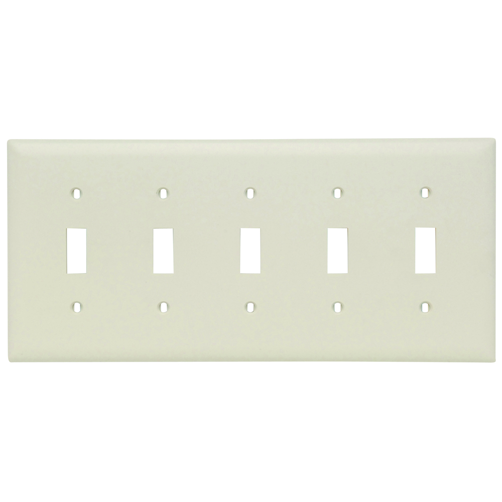 TP5LA TradeMaster 5-Gang Nylon Wall Plate, 5 Toggle Switch Openings, Light Almond